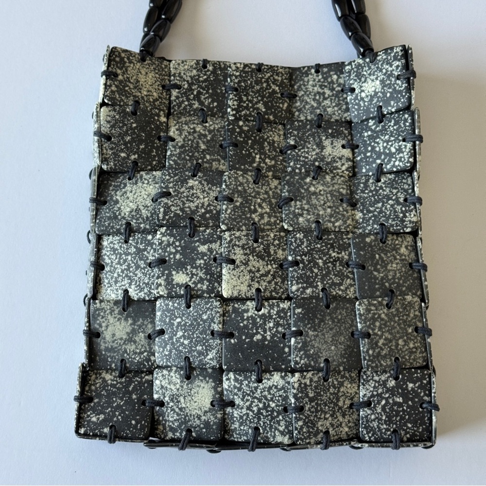 Chic Woven Black & Metallic Speckled Handbag – Statement Shoulder Bag - Picture 2 of 12